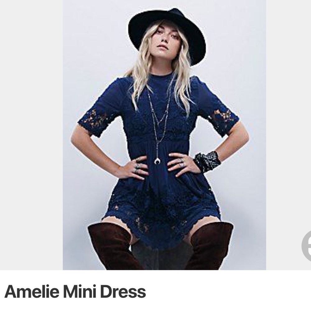 Free People Amelie Mini Dress Blue Sz 0